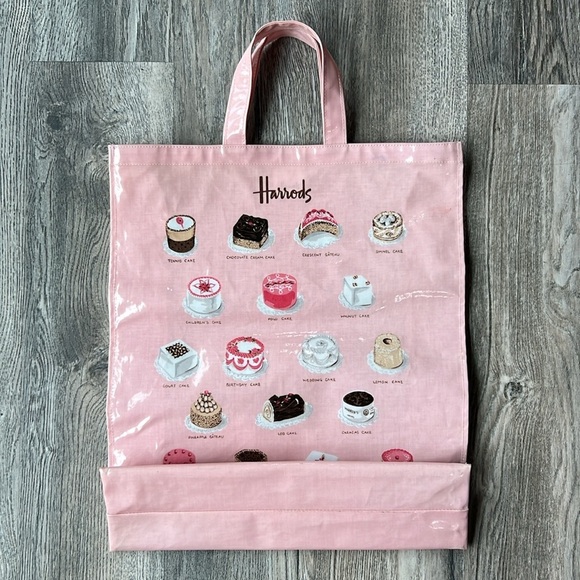 Harrods Tote Pink Tote Bag Afternoon Tea at Harrods Cakes Shopping Bag - Picture 6 of 11